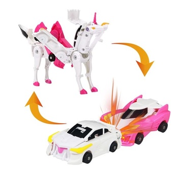 2 roboti jednorožci, kombinovaní roboti s deformáciou pri kolízii, transformačné auto robot
