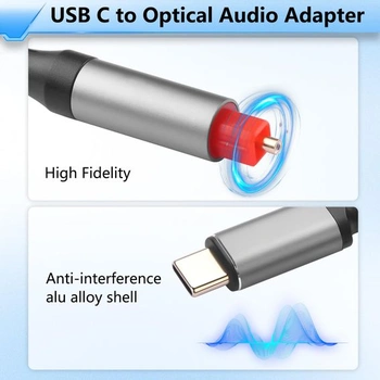 Optický audio kábel CERRXIAN, USB C na 1,5 m, jednosmerný digitálny prevodník, typ C na SPDIF,