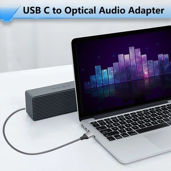 Optický audio kabel CERRXIAN, USB C na 1,5 m, jednosměrný digitální převodník, typ C na SPDIF,