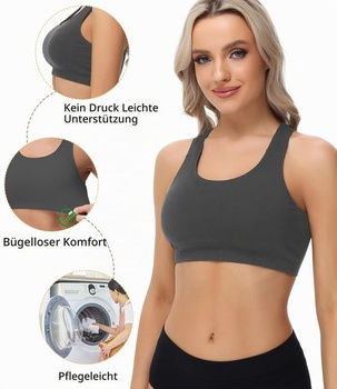 Dámska bavlnená podprsenka s korzetom wirarpa, bez kostíc, 3 ks, veľkosť L, tmavo
