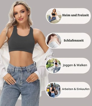 Dámska bavlnená podprsenka s korzetom wirarpa, bez kostíc, 3 ks, veľkosť L, tmavo