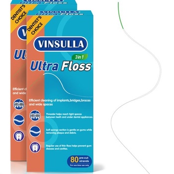Super dentálna niť na rovnátka, predstrihnuté vlákna, navliekač nite a hubka, bez chuti, 80 kusov