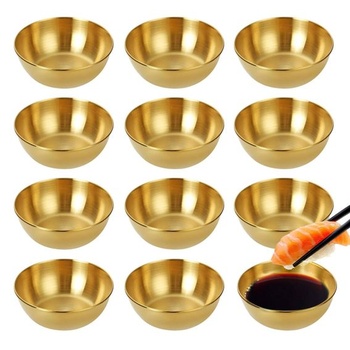 12dielna sada zlatých misiek na dip, mini misky na dip 8,2 x 3 cm, nerezová oceľ 120 ml, malé misky,