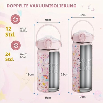 Dětská láhev na pití z nerezové oceli - Termo láhev na vodu z nerezové oceli - Nepropustná - Lehká