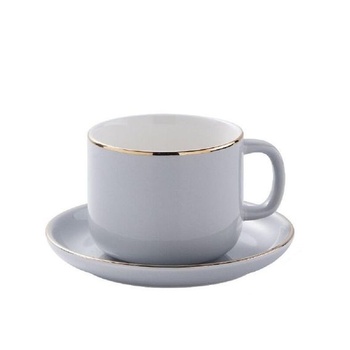 Sada kávových hrnků 280ml Espresso hrnek s podšálkem a lžičkou Keramický hrnek se zlatým okrajem