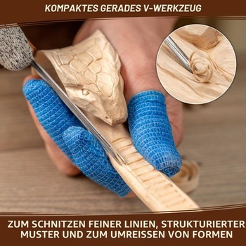 BeaverCraft Wood Carving V Gouge K12/02 - Ručné dláto na drevo - Kompaktný rezbársky nôž pre