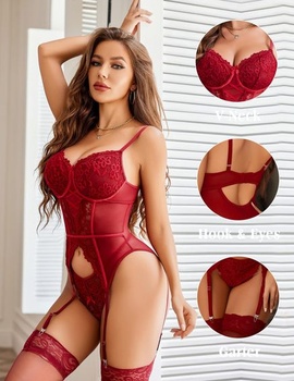 Dámsky sexy set spodnej bielizne Avidlove, krajkový, s krivkami, veľkosť L, červený