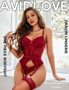 Dámský sexy set spodního prádla Avidlove, krajkový, s křivkami, velikost L, červený