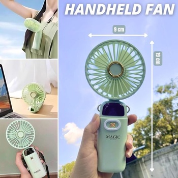 Ručný ventilátor s USB-C, skladací, mini vreckový ventilátor so stojanom | 5 rýchlostí, tichý