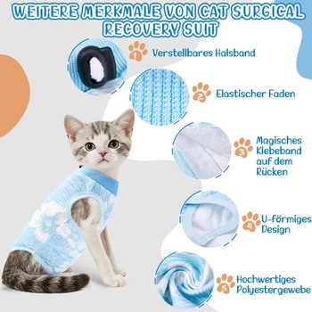 Pooperačný oblek Eyein Cat, priedušný pohodlný rekonvalescenčný oblek, nastaviteľný chirurgický