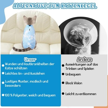 Pooperačný oblek Eyein Cat, priedušný pohodlný rekonvalescenčný oblek, nastaviteľný chirurgický