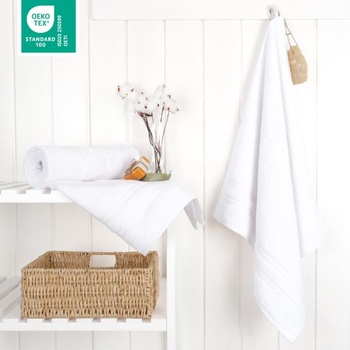 Hammetex Sada 2 ručníků do koupelny 70x140 cm, Ručník do sprchy, 100% bavlněné froté, bílá 2x