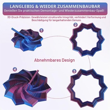 AOOWU Gradient Fractal Fidget Hexagons, šestiúhelníková spirálová hračka s rukojetí, 3D spirálový