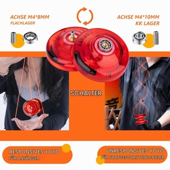 MAGICYOYO JoJo K2 Crystal, profesionální responzivní jo-jo pro děti, křišťálově červená