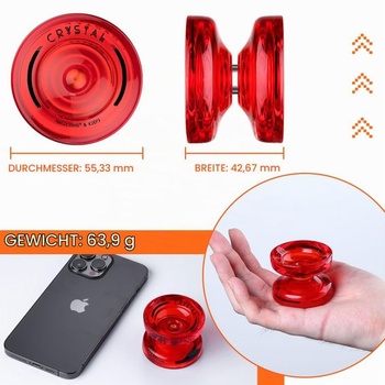 MAGICYOYO JoJo K2 Crystal, profesionální responzivní jo-jo pro děti, křišťálově červená