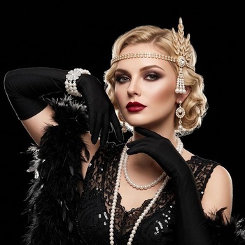 Doplňky AOOWU z 20. let, 7dílná sada doplňků z 20. let, doplňky Great Gatsby pro ženy s čelenkou