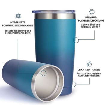Termohrnek Volhoply 600ml (20oz) s víčkem a brčkem, dvoustěnný izolovaný cestovní hrnek na ledovou