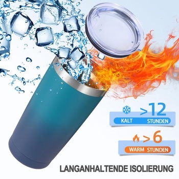 Termohrnek Volhoply 600ml (20oz) s víčkem a brčkem, dvoustěnný izolovaný cestovní hrnek na ledovou