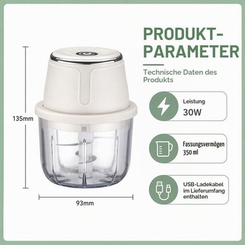 Elektrický mini sekáček DASIAUTOEM, sekáček na cibuli 350 ml, sekáček na zeleninu, multifunkční
