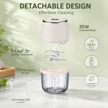 Elektrický mini sekáček DASIAUTOEM, sekáček na cibuli 350 ml, sekáček na zeleninu, multifunkční