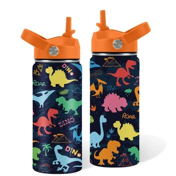 Darčeky s dinosaurami, 473 ml, čierna fľaša na vodu so…