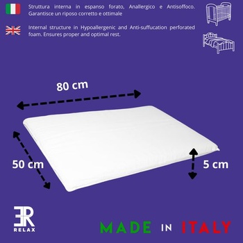 ER RELAX Plochý vankúš pre deti 50x80 cm, 5 cm, vyrobené v Taliansku