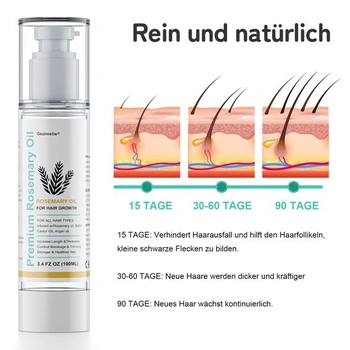 Rozmarínový vlasový olej, 100ml esenciálny olej z rozmarínu + derma-valček 0,25 mm pre rast vlasov,