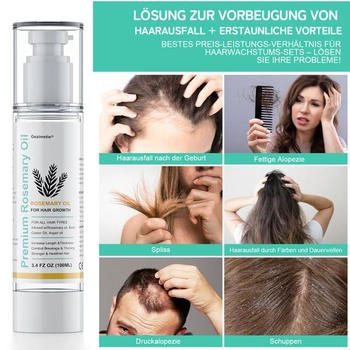 Rozmarínový vlasový olej, 100ml esenciálny olej z rozmarínu + derma-valček 0,25 mm pre rast vlasov,