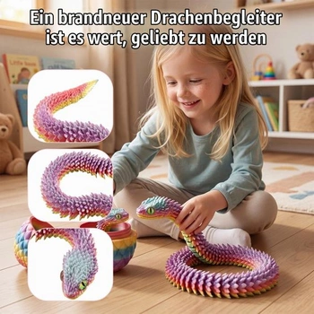 Joycabin 3D tištěný had s 13cm vejcem, hračka fidget, barevná - duhová střední (vejce: 13cm)