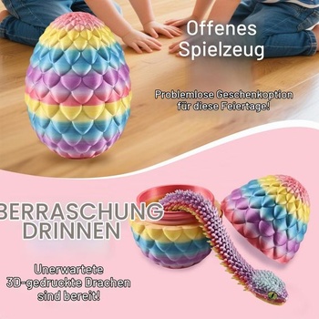 Joycabin 3D tištěný had s 13cm vejcem, hračka fidget, barevná - duhová střední (vejce: 13cm)