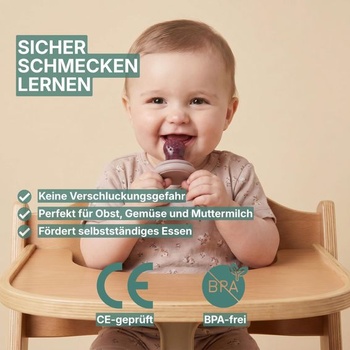 Dětská sada 3 dudlíků s ovocným krmítkem, miska na led, silikonová, bez BPA, růžová