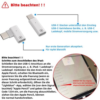 Adaptér USB-C samec na Lightning samica pre Apple Pencil (balenie 2 ks) pre nabíjací kábel pre