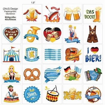 Dočasné tetování Oktoberfest HOWAF, 72 tetování Oktoberfest pro děti, Bavorské samolepicí tetování