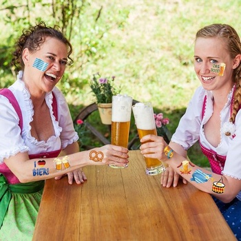 Dočasné tetování Oktoberfest HOWAF, 72 tetování Oktoberfest pro děti, Bavorské samolepicí tetování