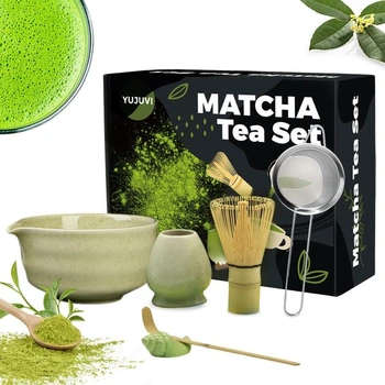 Sada na čaj Matcha, 6dílná sada, metlička na Matcha, miska…