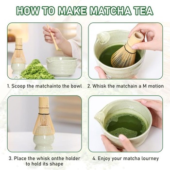 Sada na čaj Matcha, 6dílná sada, metlička na Matcha, miska na Matcha s hubičkou, japonská sada na