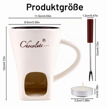 Gosknor Čokoládový fondue kelímok s vidličkou, sladký taviaci kelímok s čajovými sviečkami na