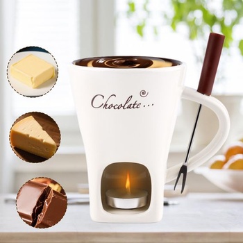 Gosknor Čokoládový fondue kelímek s vidličkou, sladký tavicí kelímek s čajovými svíčkami na
