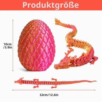 Drak ve vejci vytištěný na 3D tiskárně - flexibilní, pohyblivý křišťálový drak pro domácnost a