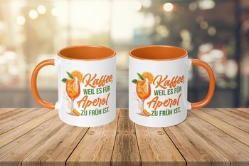 Hrnček s nápisom - Kávu, pretože na Aperol je ešte skoro - Darček na párty - Priateľka - Manželka -