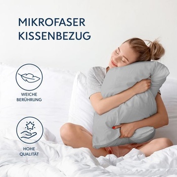 Obliečka na vankúš Dreamzie 60x60 sivá, 2 ks, mikrovlákno, certifikovaný Oeko-TEX, mäkká, 60 x 60