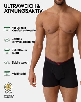 Pánské boxerky DANISH ENDURANCE, balení 6 kusů z bambusu, pánské spodky s rozparkem nebo bez něj,