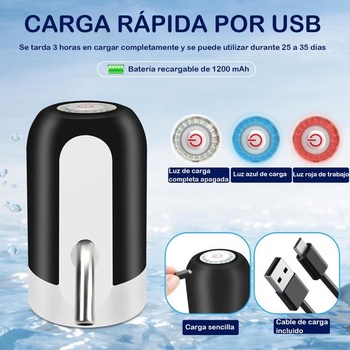 Elektrický dávkovač vody, automatické čerpadlo pre kanistre, dobíjací USB dávkovač vody s batériou