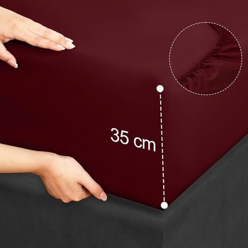 Utopia Bedding 4dielna sada prestieradiel, 160x200cm, vínová | 2 obliečky na vankúše 50x75cm
