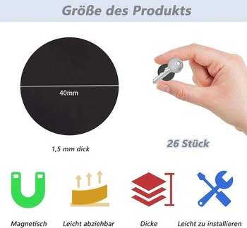 25 samolepicích magnetických podložek, kulaté samolepicí magnetické podložky o průměru 40 mm,