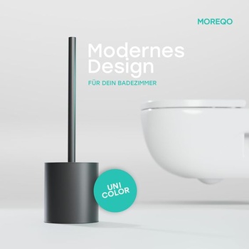 Oceľová toaletná kefa v monochromatickom dizajne – Čierna toaletná kefa, krátky držiak, stojaca