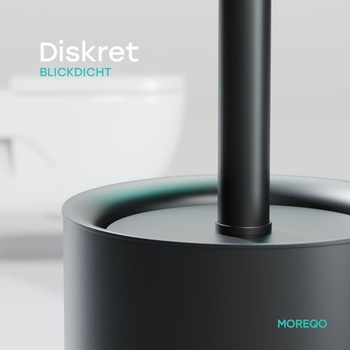 Ocelový toaletní kartáč v monochromatickém designu – Černý toaletní kartáč, krátký držák, stojící