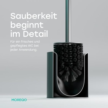 Ocelový toaletní kartáč v monochromatickém designu – Černý toaletní kartáč, krátký držák, stojící