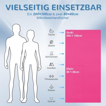 Fosdaling Sada 3 uterákov z mikrovlákna - veľká 200×100 cm a 2 malé 80×40 cm, rýchloschnúci