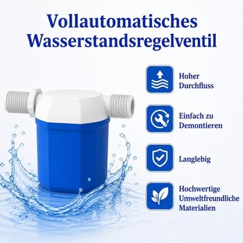 Plovákový ventil, automatický regulační ventil hladiny vody s bočním vstupem 3/4'', regulace